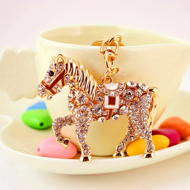 Zodiac Rhinestone Pony Keychain Horse Car Keychain Female Bag Accessories