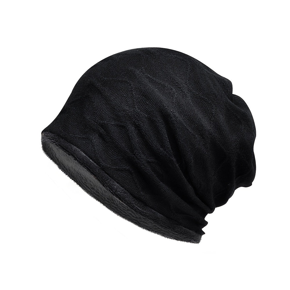 Vintage Fleece Knitted Hat with Scarf for Christmas Party