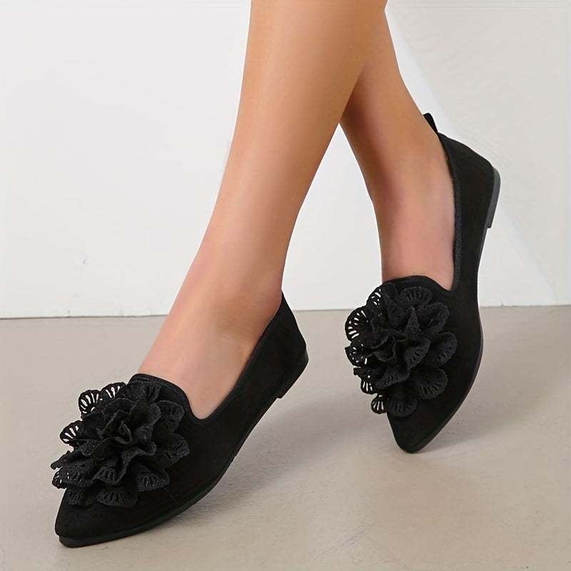 Women's Flower Ballet Flats Soft Sole Slip On Shoes