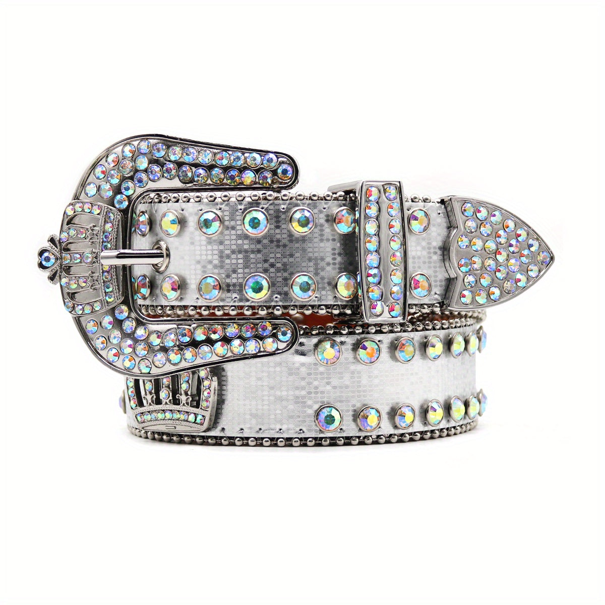 Crown Rhinestones Inlaid Hip hop Trousers Belt