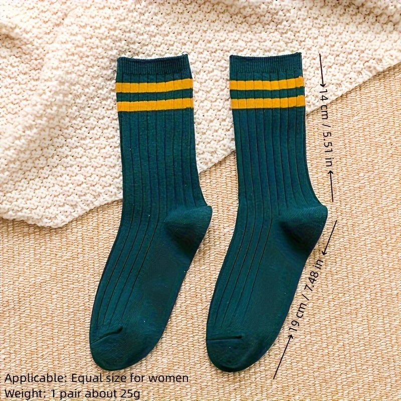 10 Pairs Striped Crew Socks for Sports and Business Wear