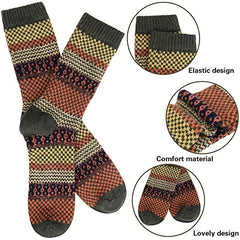 6 Pairs Winter Casual Wool Warm Mid calf Socks Men Women
