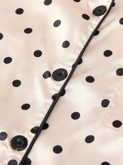 Polka Dot Satin Pajama Set Short Sleeve Top & Bow Shorts