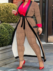 Houndstooth Cardigan & Skinny Pants Two Piece Set