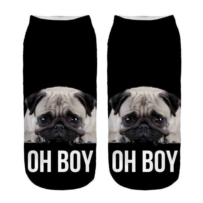 3D Dog Pattern Comfy Low Cut Socks Women's Stockings Hosiery