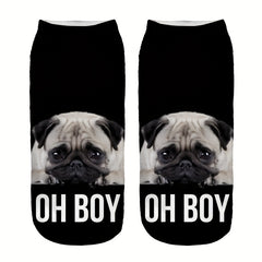 3D Dog Pattern Comfy Low Cut Socks Women's Stockings Hosiery