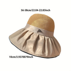 Pleated Stitching Bucket Hat Wide Brim Crochet Sun Hat Lightweight UV Protection