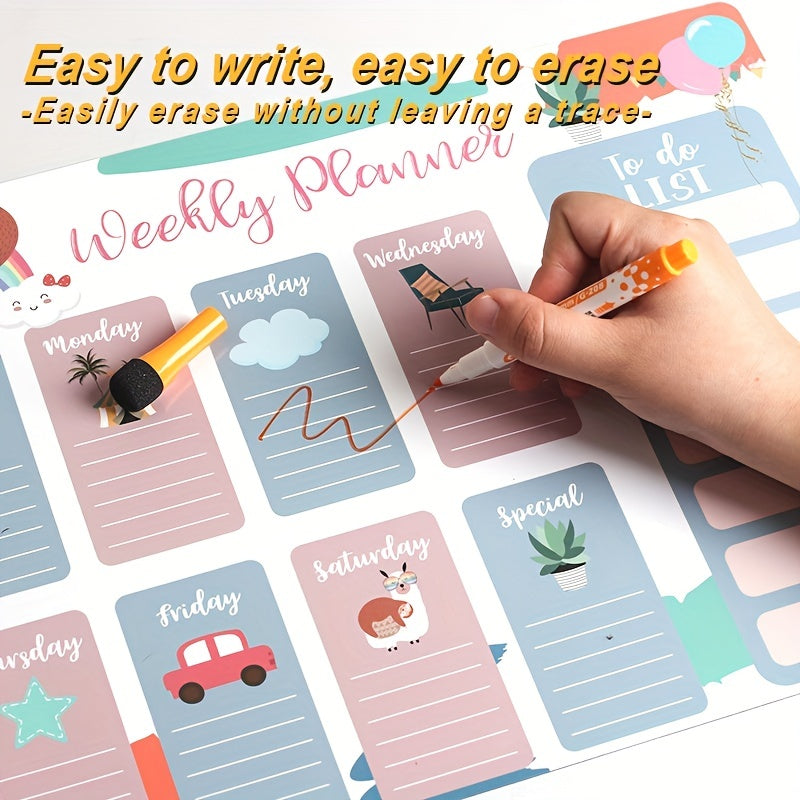 Magnetic Weekly Planner for Refrigerator with Nano Technology