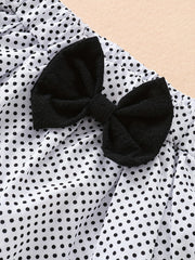 3pcs Baby Girls Lace Off shoulder Tops Polka Dot Skirt Hat Summer Clothes Sets