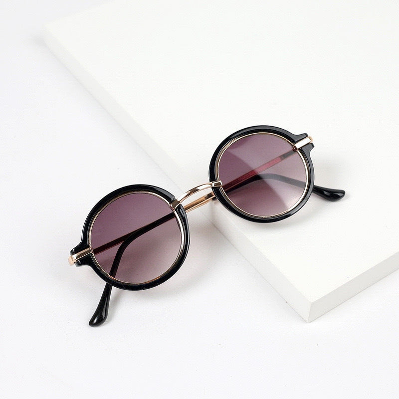 Children's Vintage Round Frame Sunglasses Metal Temple PC Frame