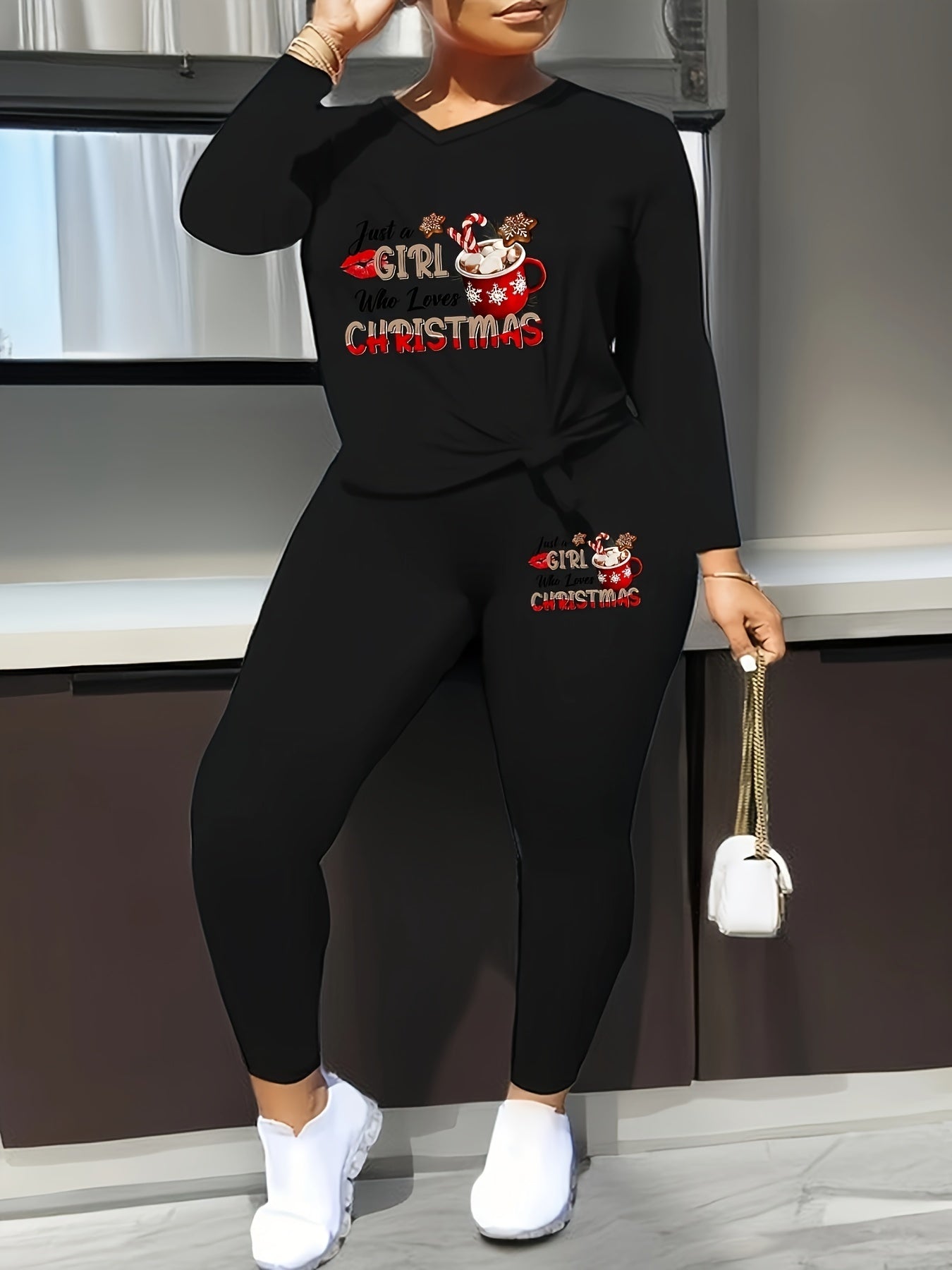 Christmas Graphic Top & Leggings 2 Piece Set