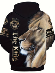 3D Print Lion Hoodie Comfy Loose Hooded Pullover Men's Clothing