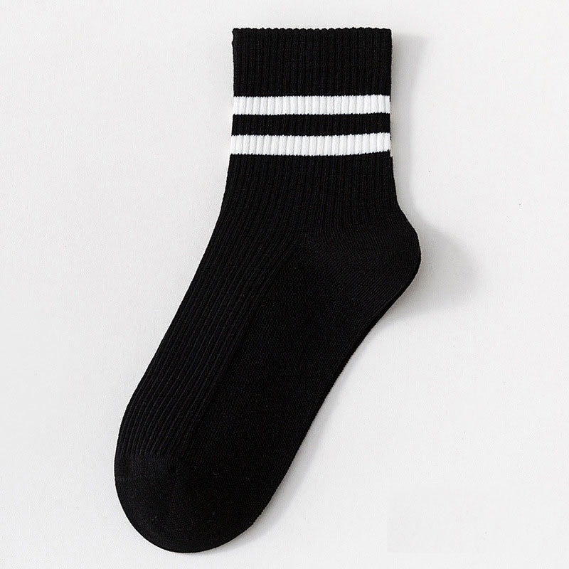 5 Pairs Striped Crew Socks Comfy & Breathable All Match Women's Stockings