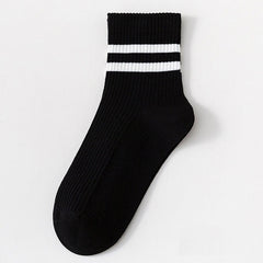 5 Pairs Striped Crew Socks Comfy & Breathable All Match Women's Stockings