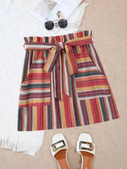 Retro Striped Skirt Casual Summer & Spring Women's Clothing