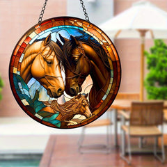 Horse Stained Glass Window Hanging Panel