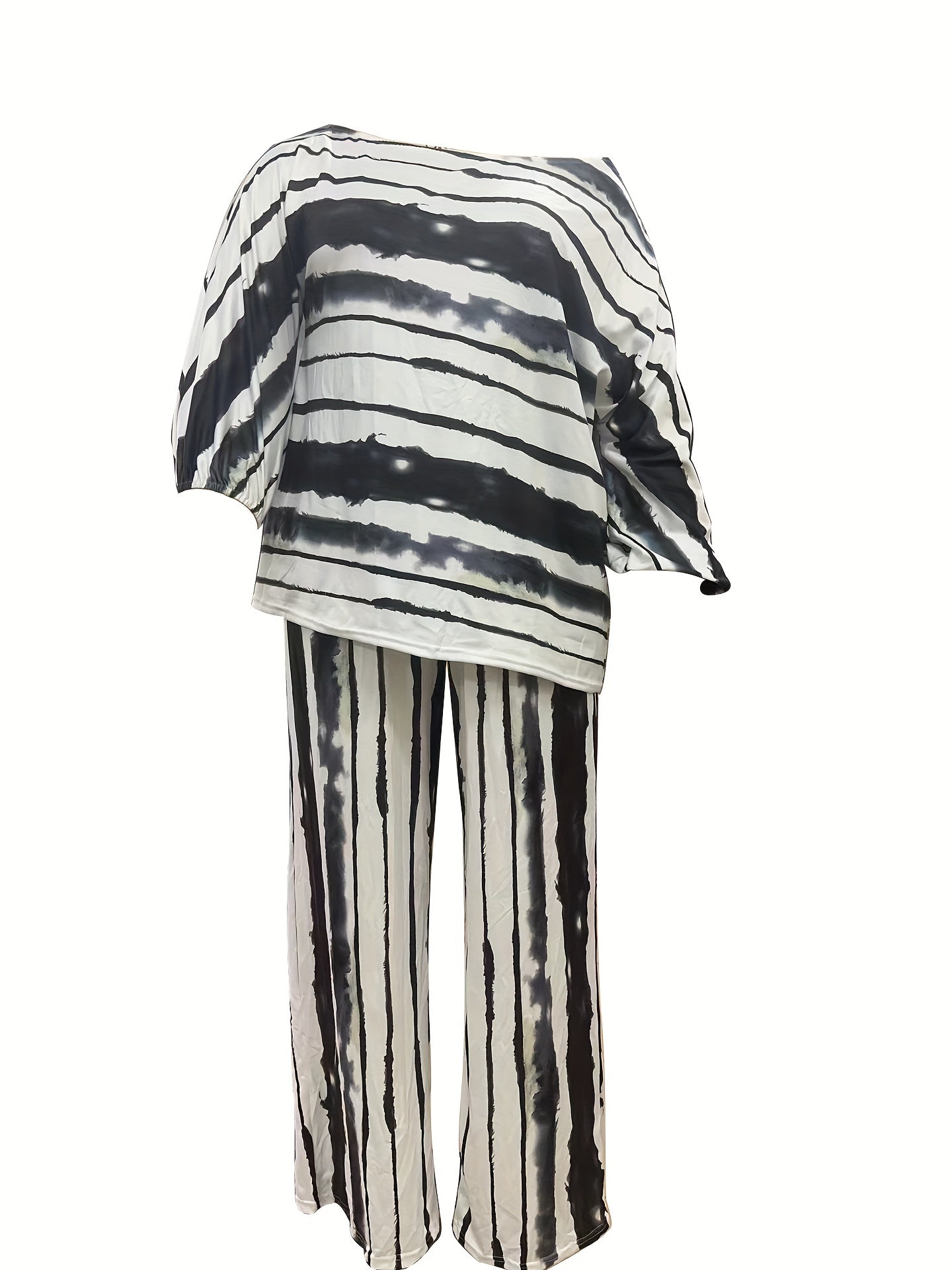 Tie Dye Off Shoulder Top & Wide Leg Pants Set