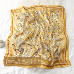 Flower Print Bandana Neckerchief Silk Scarf for Women