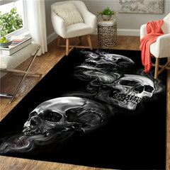 Gothic Skull Printed Mat Anti-slip Flannel Living Room Carpet