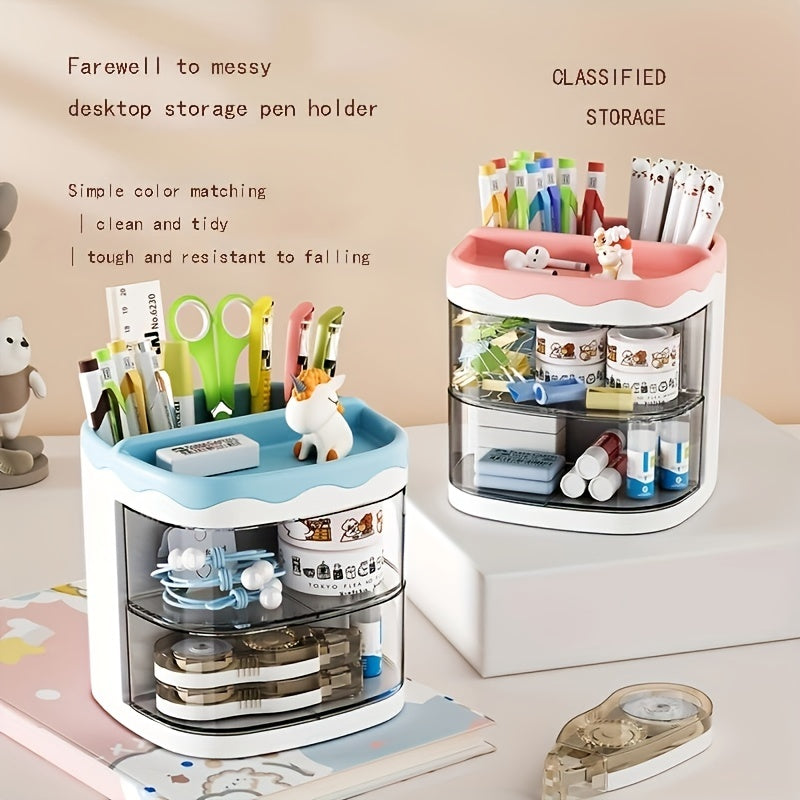 Rotary Office Penholder Desktop Desk Penholder Transparent Storage