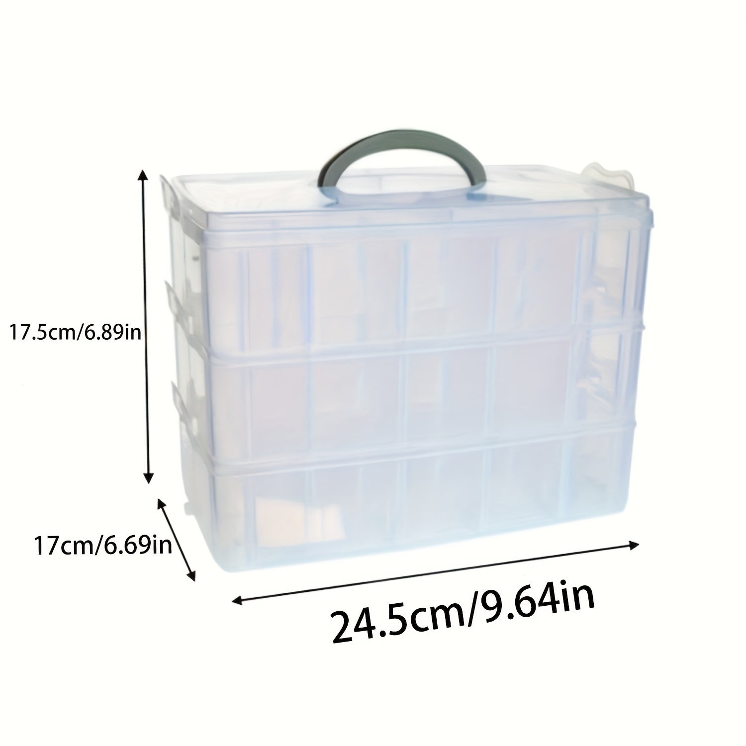 Translucent 3 Layer Stackable Storage Box 30 Compartments Dust Proof