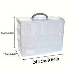 Translucent 3 Layer Stackable Storage Box 30 Compartments Dust Proof