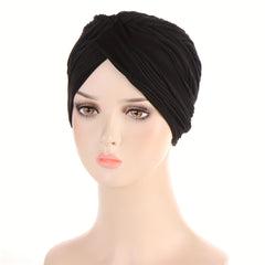 Women Turban Cap Stripe Embossed Head Wraps Ramadan Head Scarf