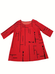 Abstract Print Casual Two piece Set Crew Neck Comfy Tops & Wide Leg Long Length