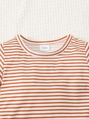 3pcs Baby Boys Striped Tops Overall Hat Set