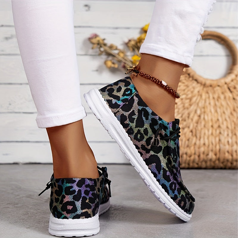 Leopard Pattern Low Top Sneakers Lightweight Casual Sport Flat Shoes