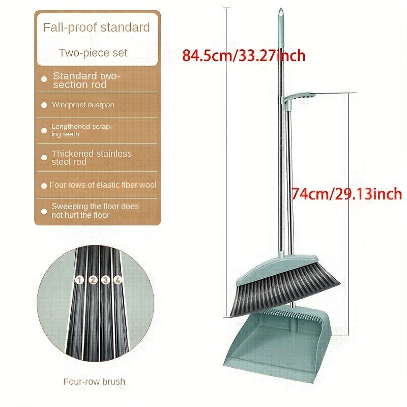 Upright Broom and Dustpan Set for Home Cleaning