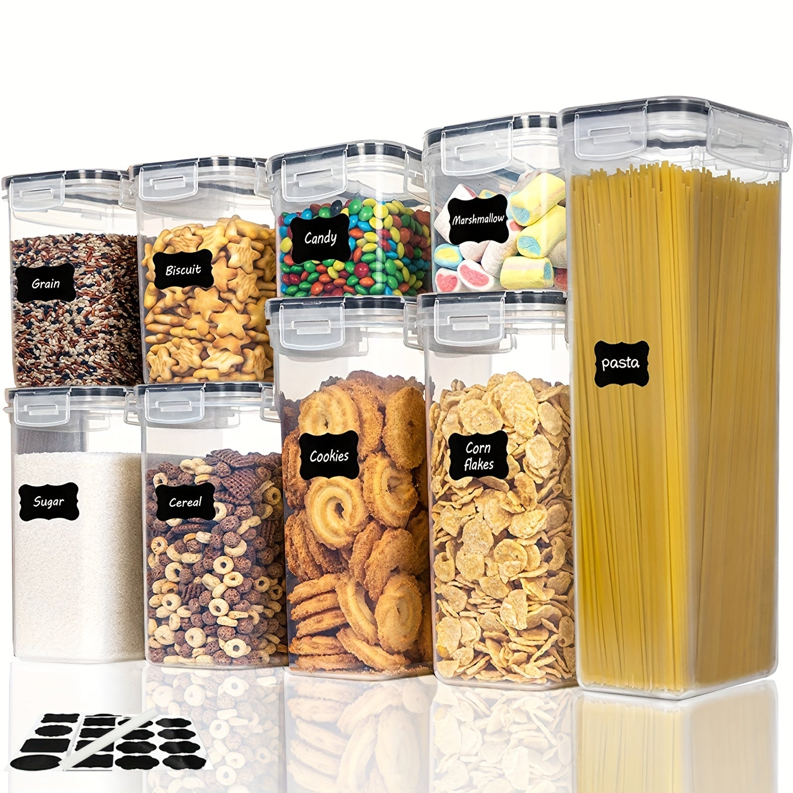 9Pcs Airtight Food Storage Containers Set With Lids Candy Jars