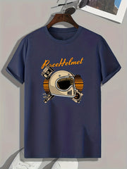 Race Helmet Print Men's Graphic T shirt Casual Comfy Tees For Summer