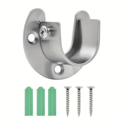 2 Pack Closet Rod Holder Stainless Steel Support with Screws