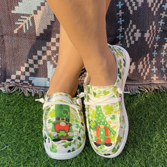 Flat Skate Shoes Four Leaf Clover Gnome Pattern Couple Shallow Mouth Casual Shoe