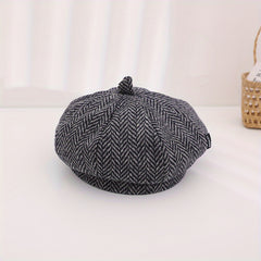 Striped Sun Cap for Kids Girls Newsboy Hat