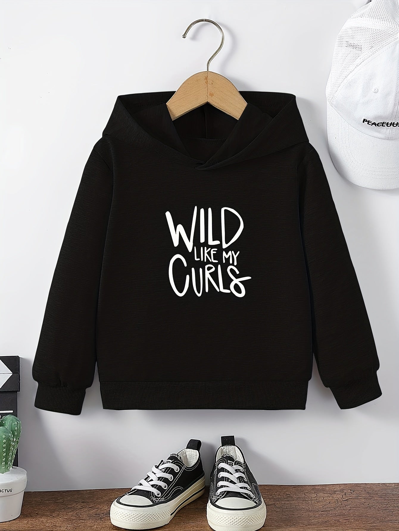 Kids Letter Print Casual Hooded Sweatshirt