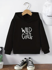 Kids Letter Print Casual Hooded Sweatshirt