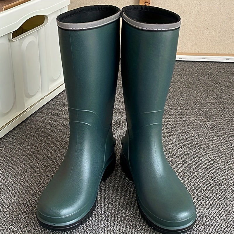 Women's Knee High Rain Boots Waterproof Slip On Shoes