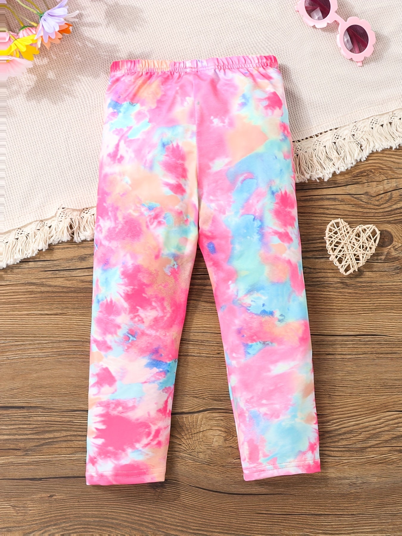 Girls Tie Dye Print Leggings Elastic Soft Trousers Kids Casual Pants