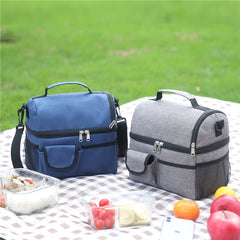 Double Layer Insulated Bag Portable Lunch Bag for Outdoor Travel Camping Picnic