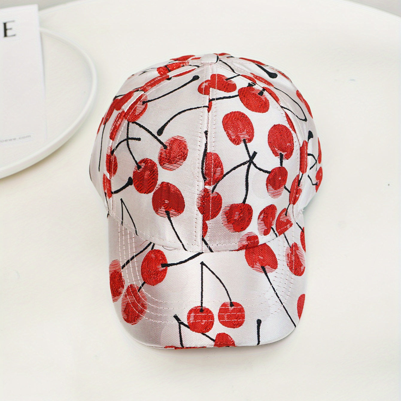 Cherry Print Baseball Cap Couple Sun Hat Adjustable Golf Dad Hats Women Men