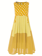 Polka Dot Splicing Maxi Dress Women's Clothing