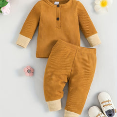 Baby Boys Ribbed Knit Long Sleeve Top Trousers Set