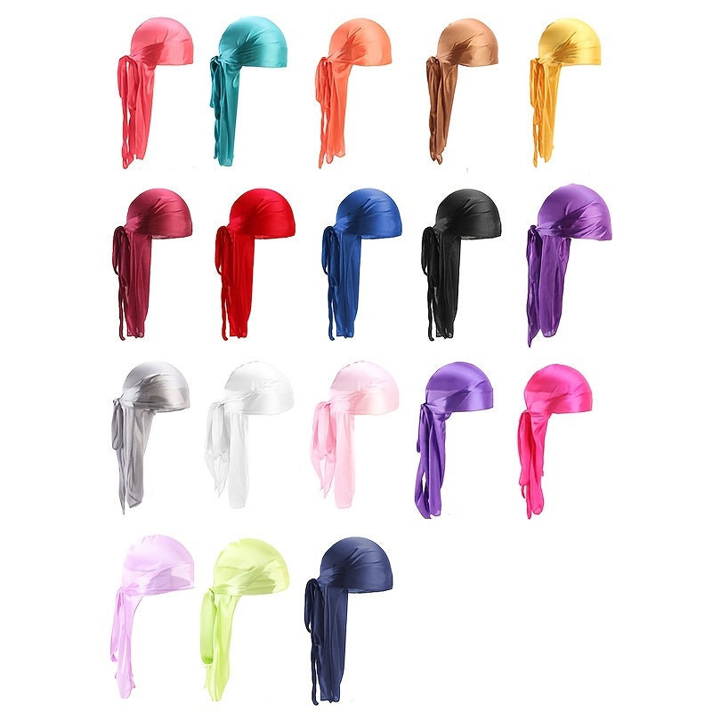 Silky Durag For Women Men Bandana Long tailed Hip hop Pirate Hat