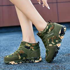 Women's Camo Print High Top Running Shoes Lace Up Sneakers