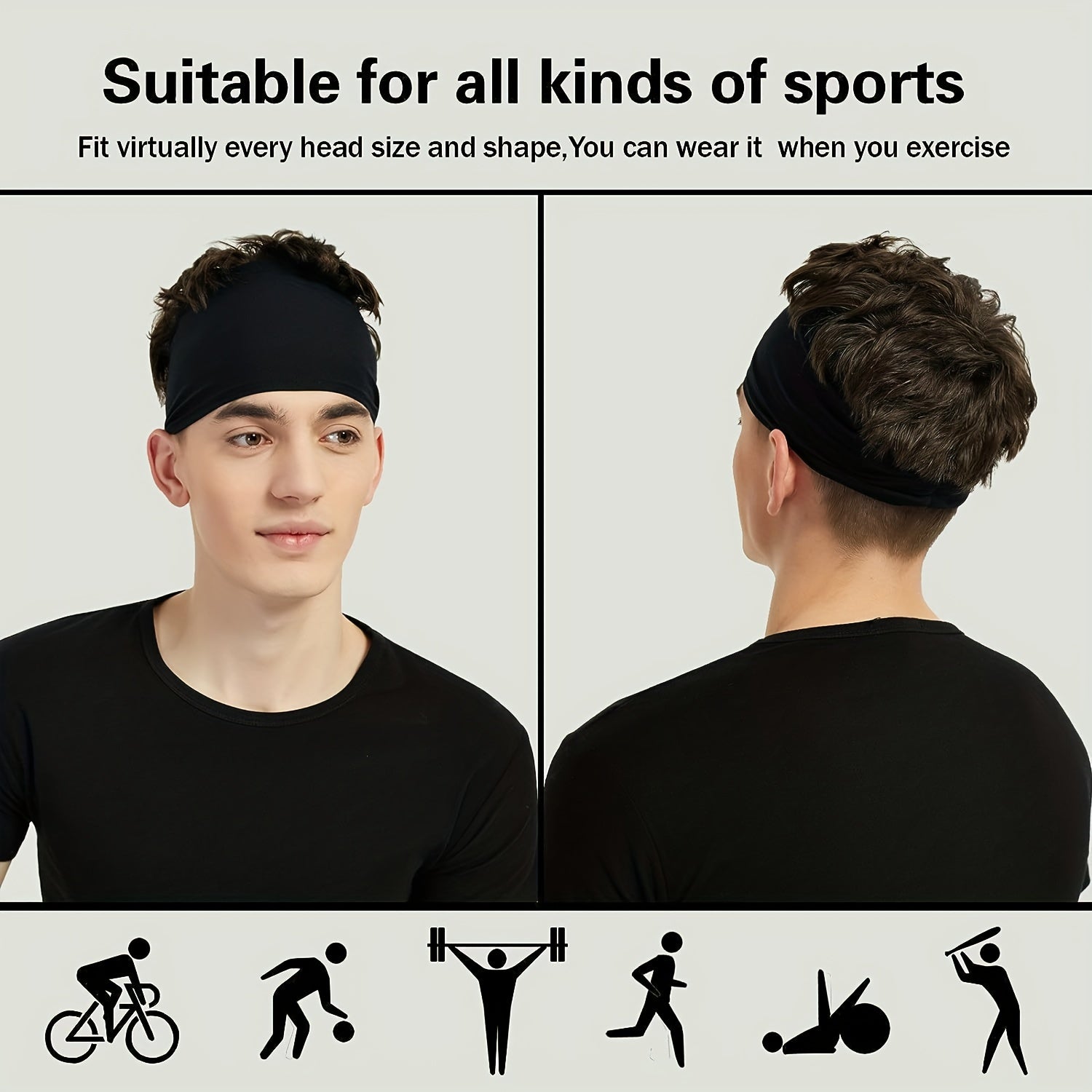 5pcs Unisex Stretchy Sports Headband Running Cycling Yoga Fitness