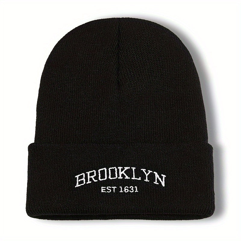 Unisex BROOKLYN Embroidered Knit Hat for Autumn and Winter