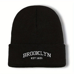 Unisex BROOKLYN Embroidered Knit Hat for Autumn and Winter