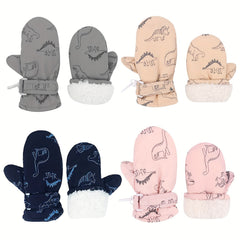 Winter Warm Lined Fleece Gloves Waterproof Snow Mitten For Kids